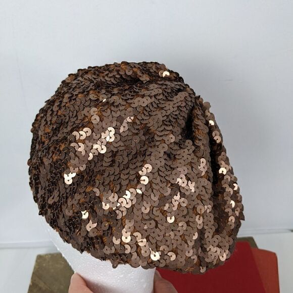 Sara Jane Full sequin hat Barret beanie rose gold brown - Picture 4 of 7